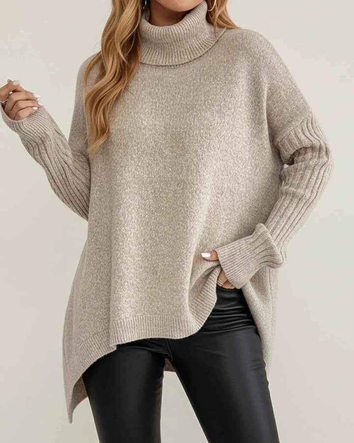 Women's Winter Turtleneck Sweater Khaki