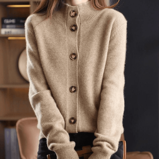 Women's Button-front Cardigan Winter Essential Knitwear Khaki