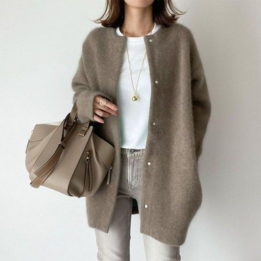 Women's Wool Blend Relaxed Fit Cardigan Winter Essential Light Brown