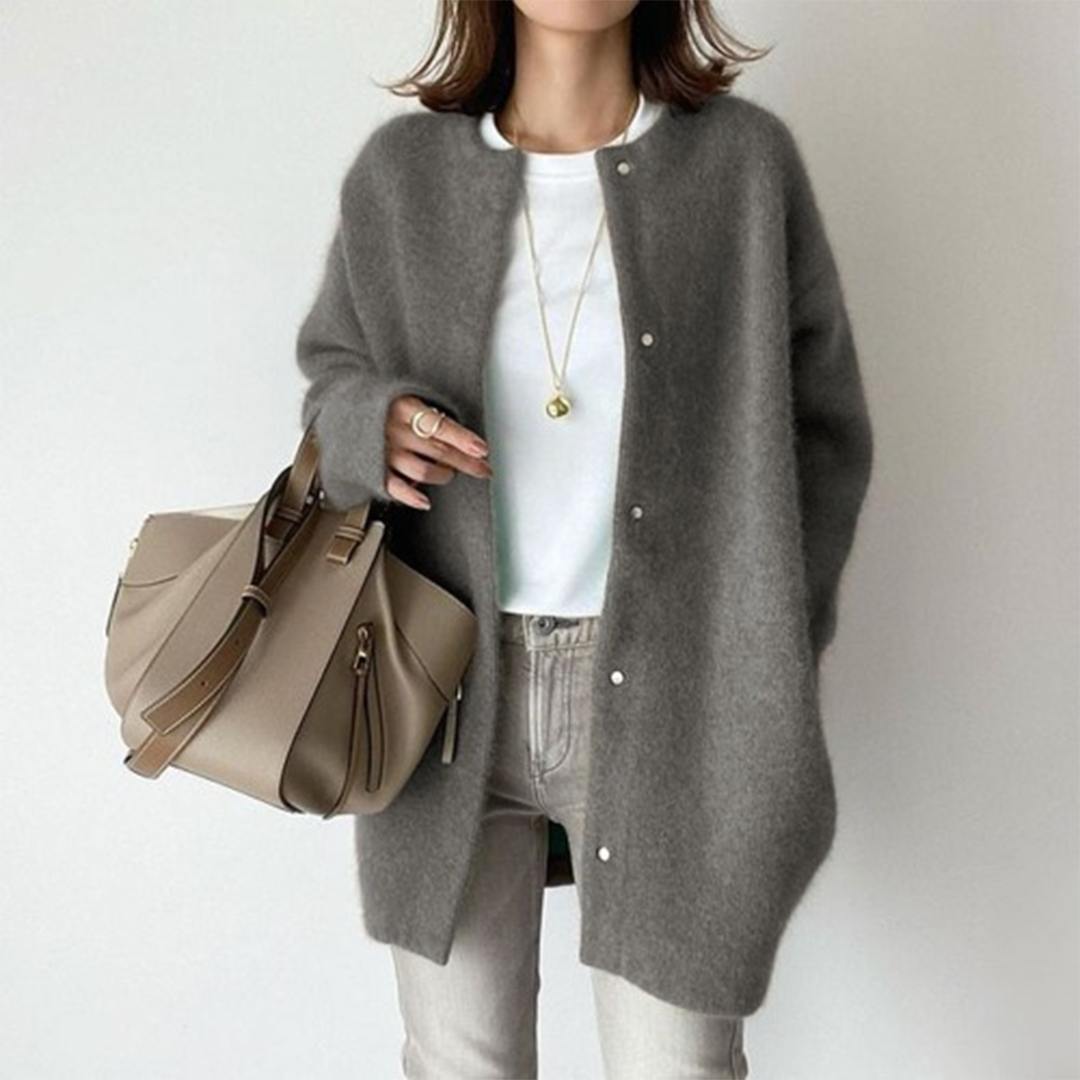 Women's Wool Blend Relaxed Fit Cardigan Winter Essential Grey