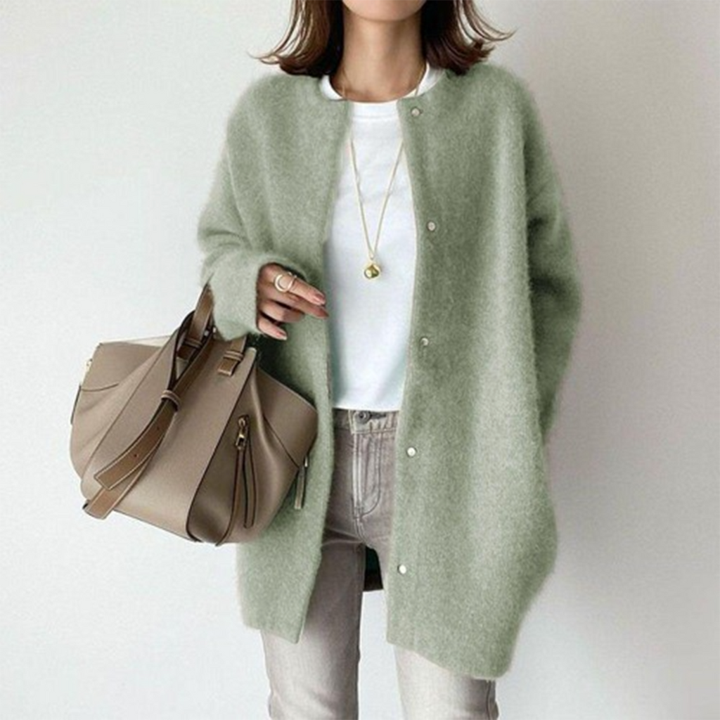 Women's Wool Blend Relaxed Fit Cardigan Winter Essential Green