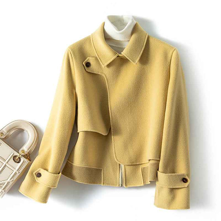 Women's Wool Jacket - Stylish and Warm Outerwear Yellow