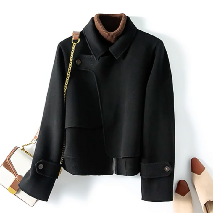 Women's Wool Jacket - Stylish and Warm Outerwear Black