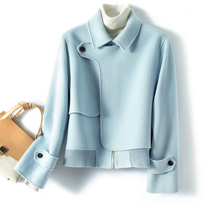 Women's Wool Jacket - Stylish and Warm Outerwear Blue