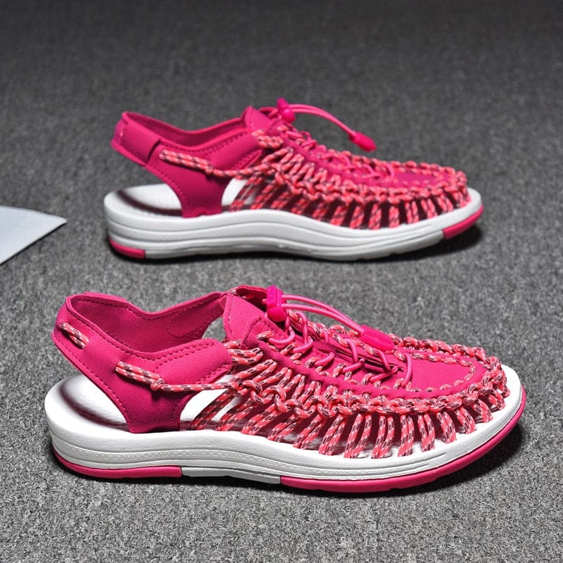 Women's Woven Paracord Sandals with Stopper Closure and Rubber Sole