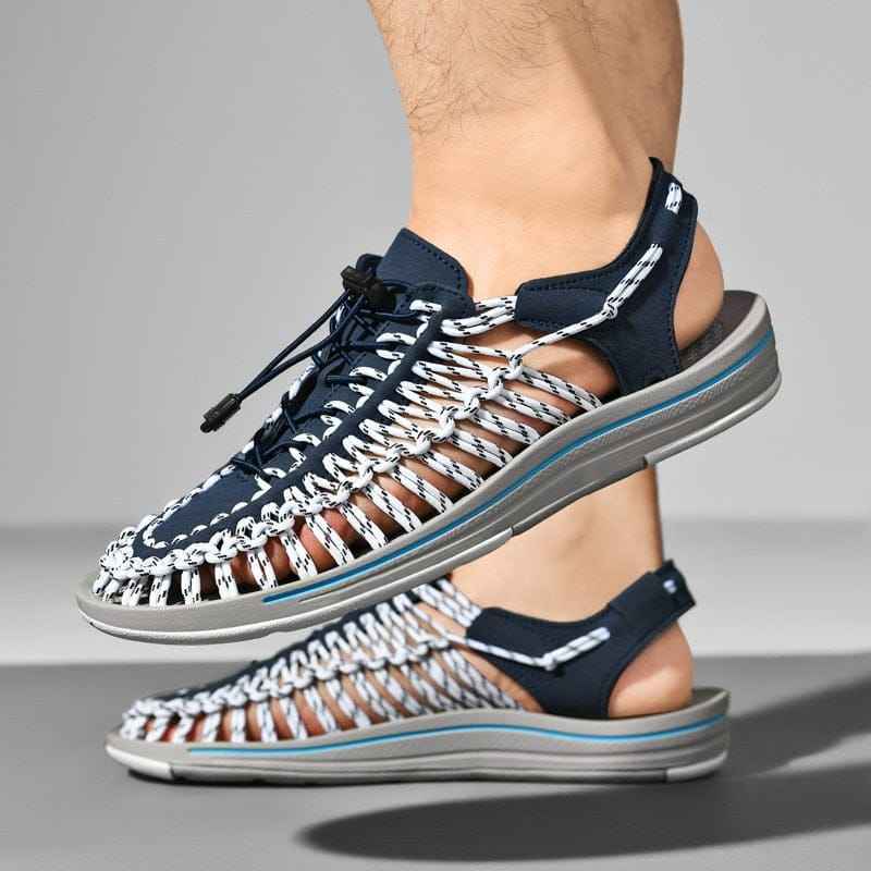 Women's Woven Paracord Sandals with Stopper Closure and Rubber Sole