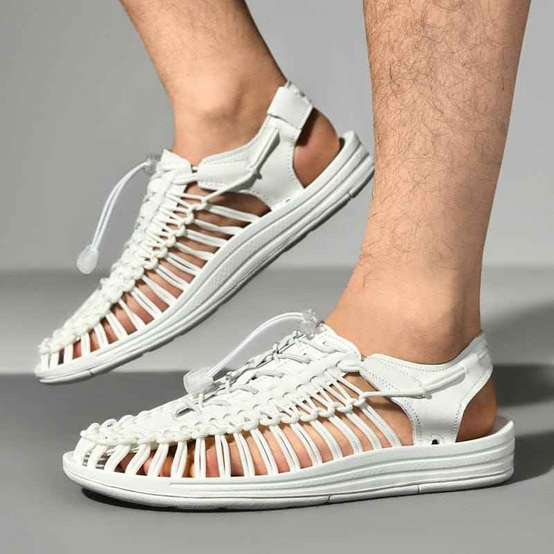 Women's Woven Paracord Sandals with Stopper Closure and Rubber Sole