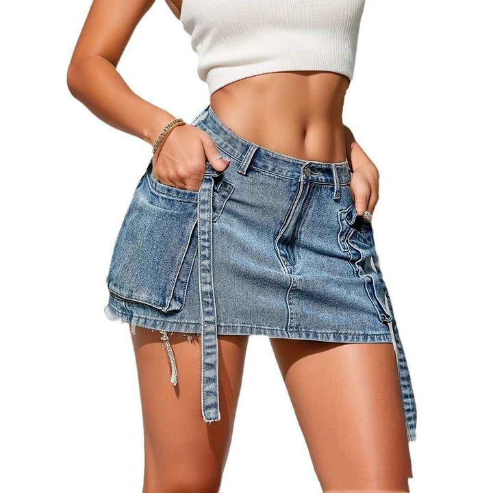 Women's Y2K Denim Mini Skirt Low Rise Vintage Party Streetwear Blue