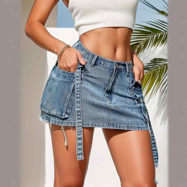 Women's Y2K Denim Mini Skirt Low Rise Vintage Party Streetwear