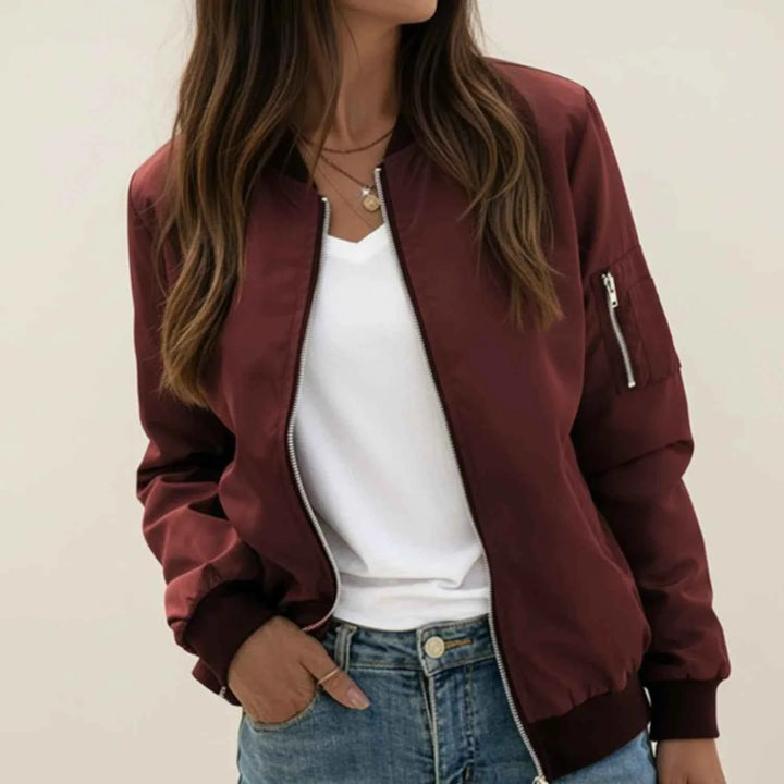 Women's Zip-Up Bomber Jacket Red