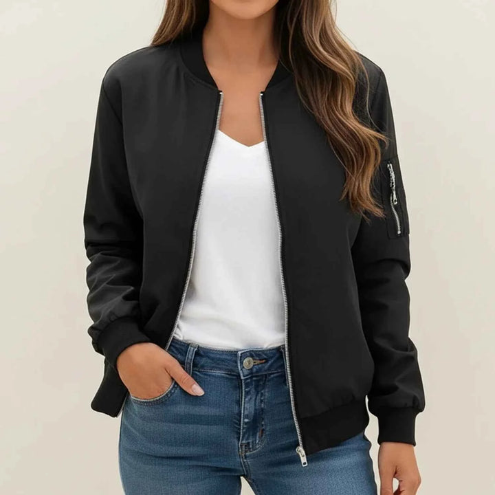 Women's Zip-Up Bomber Jacket Black
