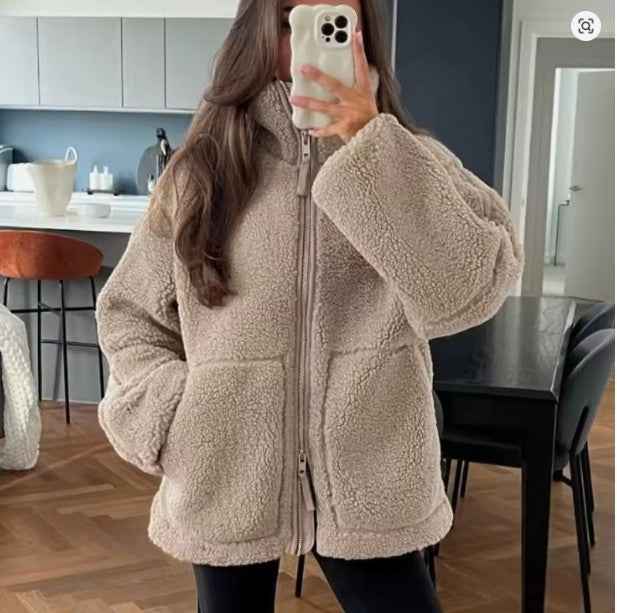 Women's Zip-Up Fleece Winter Jacket - Warm & Cozy Outerwear