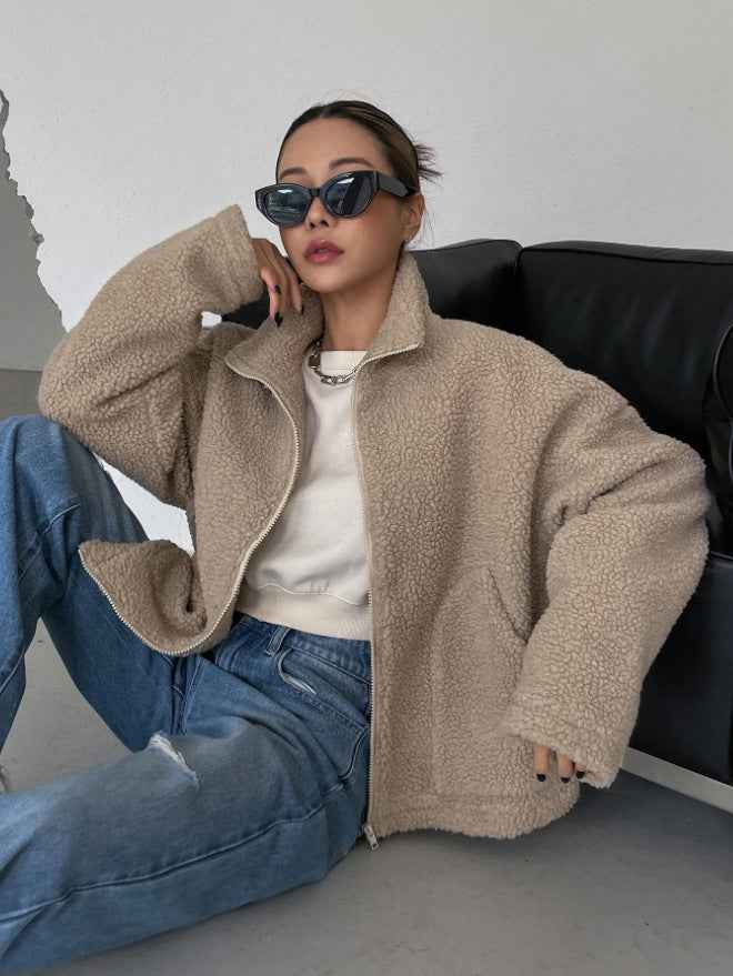 Women's Zip-Up Fleece Winter Jacket - Warm & Cozy Outerwear
