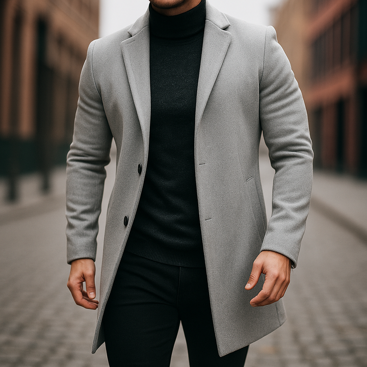 Wool Trench Coat for Men Grey