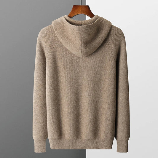 Wool Zip Hoodie Cardigan Men ‒ Thick Knit Autumn/Winter Zip Jacket