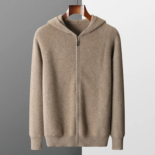 Wool Zip Hoodie Cardigan Men ‒ Thick Knit Autumn/Winter Zip Jacket