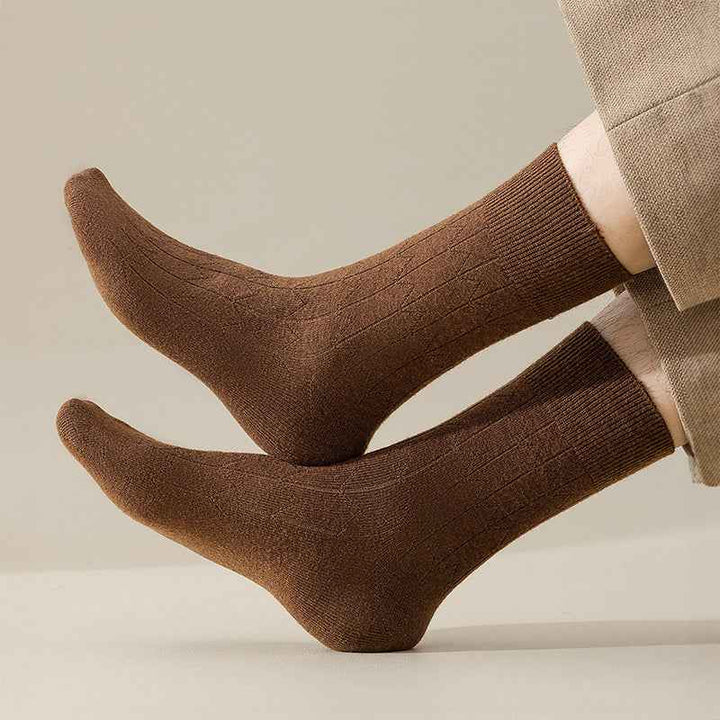 Ribbed Wool-Blend Crew Socks | Solid Length Design