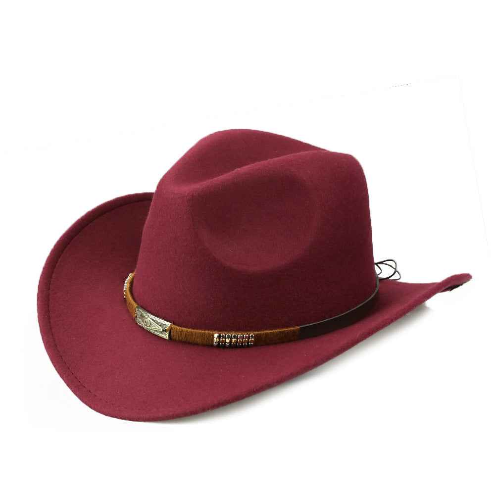 Woolen Denim Hat - Trendy, Fashion-Forward Accessory for Every Season Wine red 56to58cm