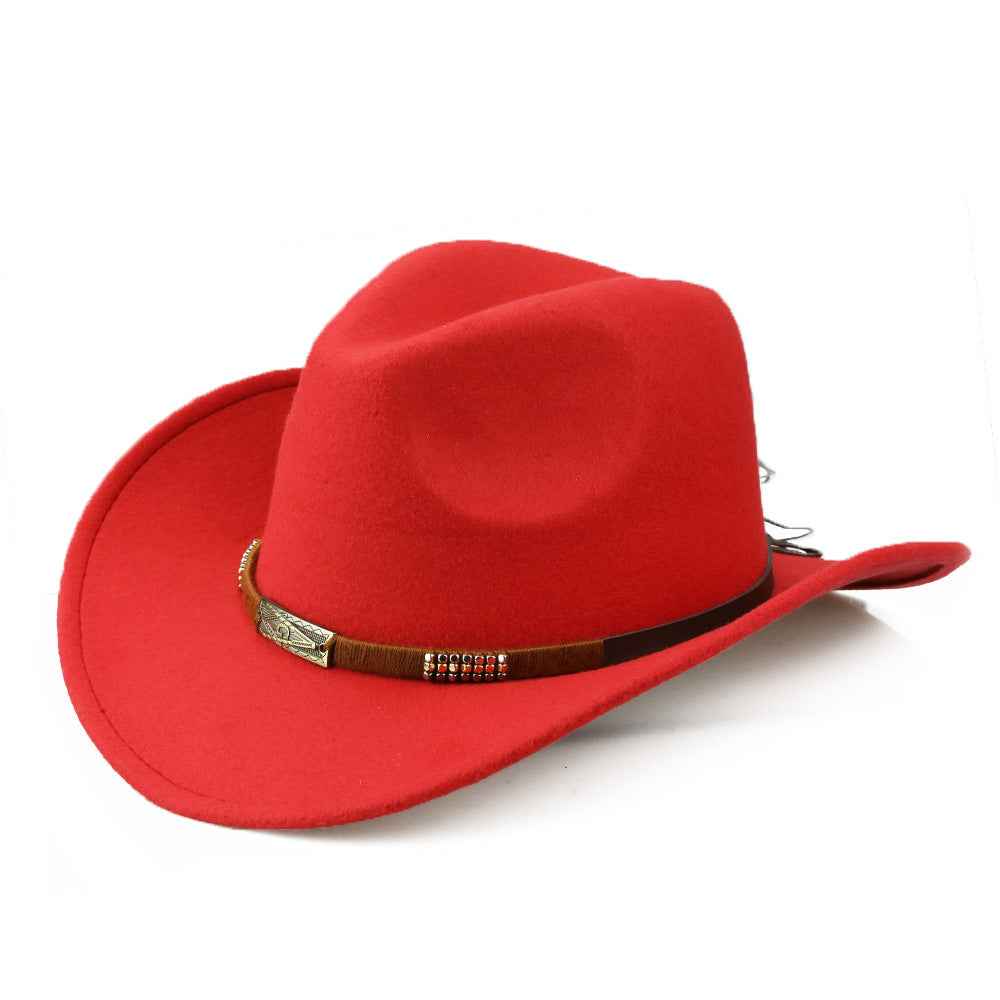 Woolen Denim Hat - Trendy, Fashion-Forward Accessory for Every Season Red 56to58cm