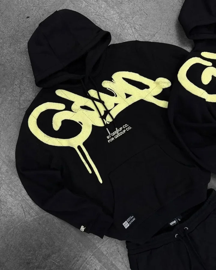 Y2K Harajuku Oversized Letter Hoodie – Unisex Streetwear Yellow