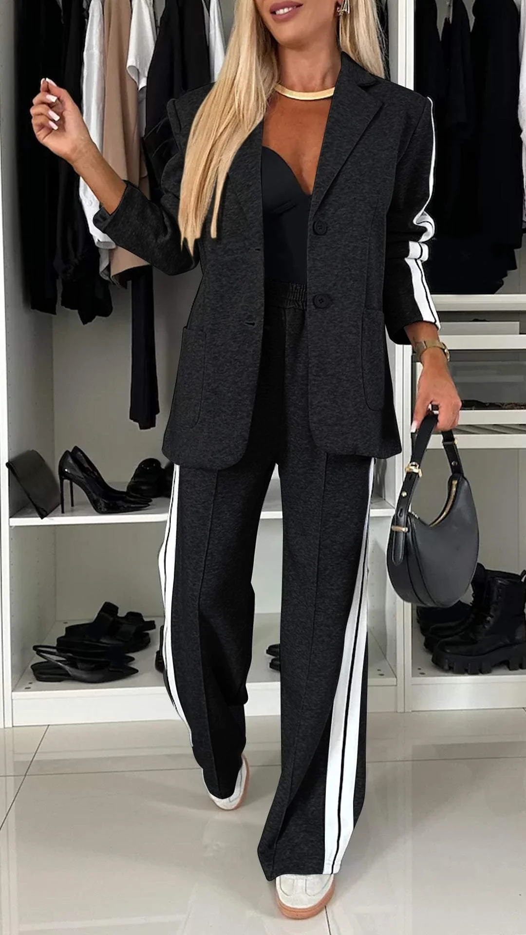 Women's Casual Office Suit Black