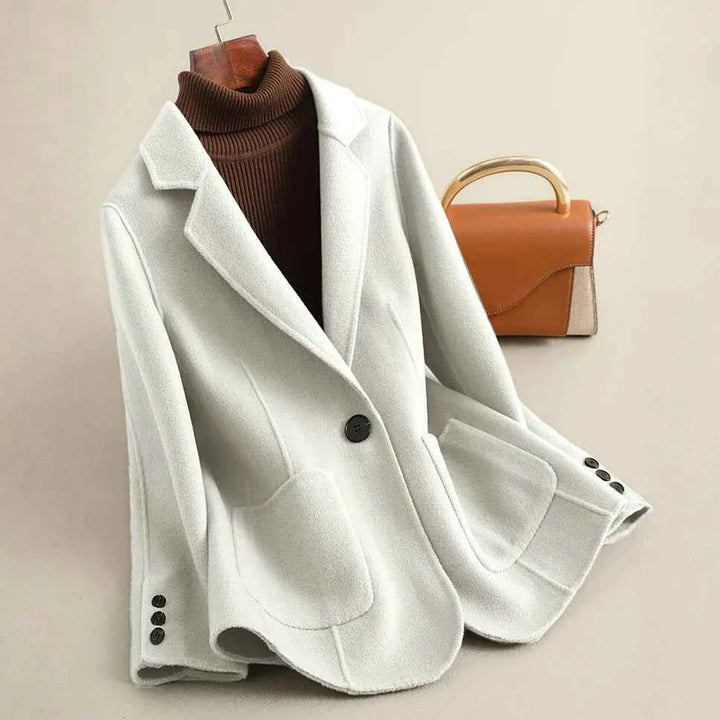 Women's Wool Blazer Jacket Ivory White