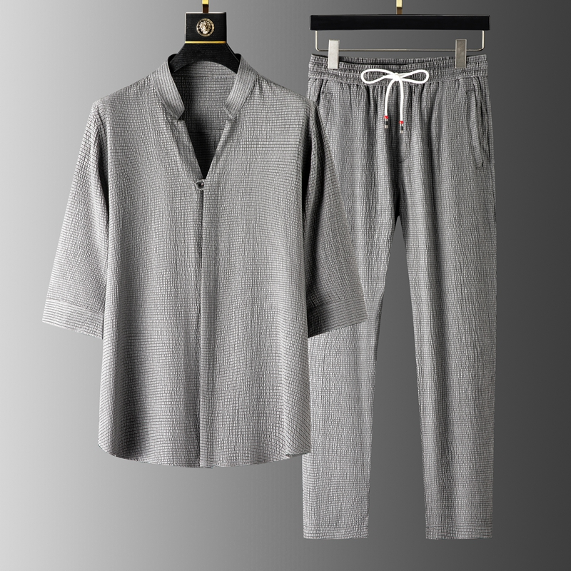 Yugen Linen Bedding Set Gray White Black Gray