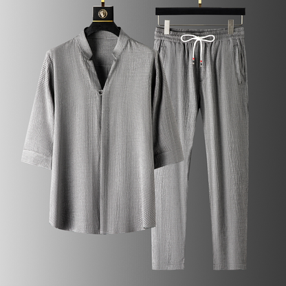 Yugen Linen Bedding Set Gray White Black Gray