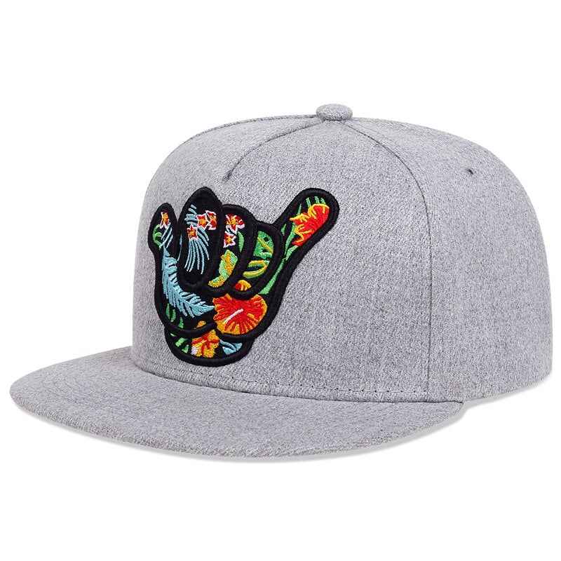 Relaxed Aloha Cap with Hang Loose Design Gray