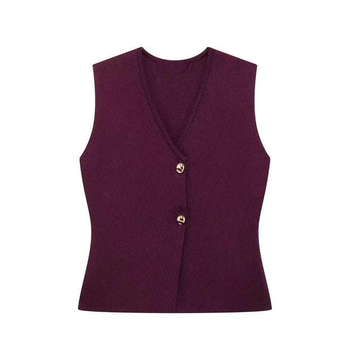 Imara | Women's Sleeveless Gilet Top - Elegant and Minimalistic Red