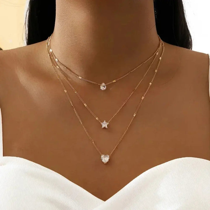 Monica | Women's Layered Pendant Necklace - Elegant and Timeless Design Gold