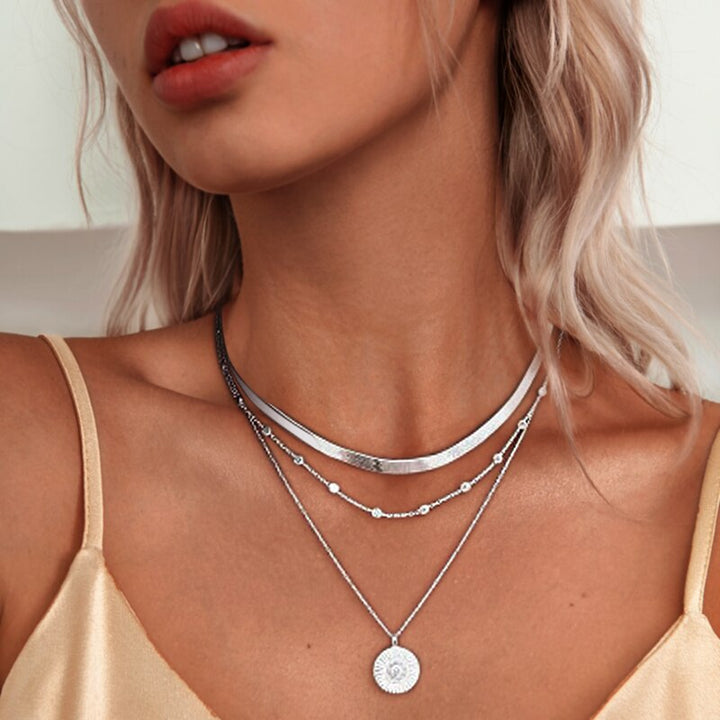 Zindara | Women's Triple Silver Necklace - Handmade, Timeless Design Default