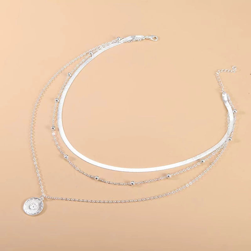 Zindara | Women's Triple Silver Necklace - Handmade, Timeless Design