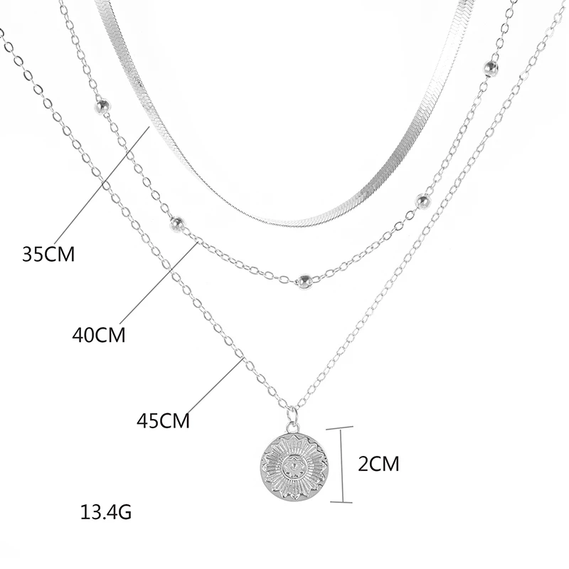 Zindara | Women's Triple Silver Necklace - Handmade, Timeless Design