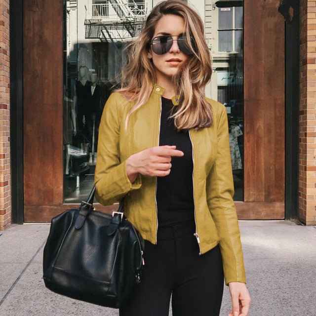 Zip Front Women's Autumn Jacket | Stylish & Warm Yellow