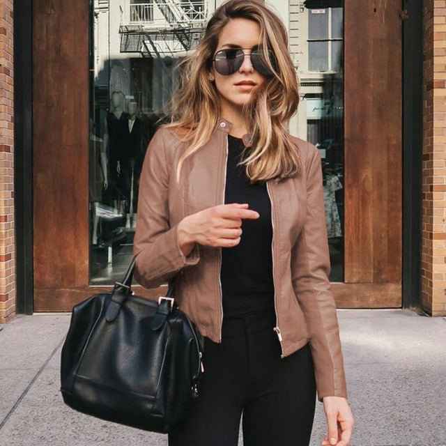 Zip Front Women's Autumn Jacket | Stylish & Warm Khaki