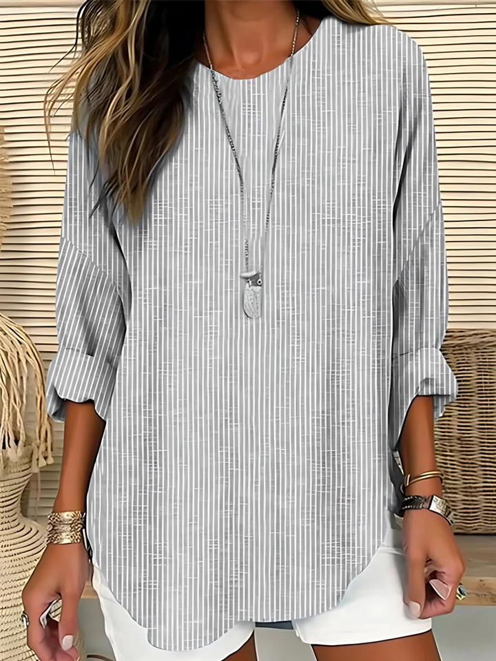 Women's Chic Striped Silhouette Blouse Gray