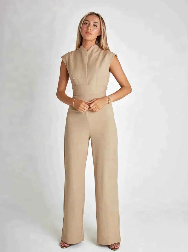 Women's Wide-Leg Jumpsuit - Stylish and Comfortable Khaki