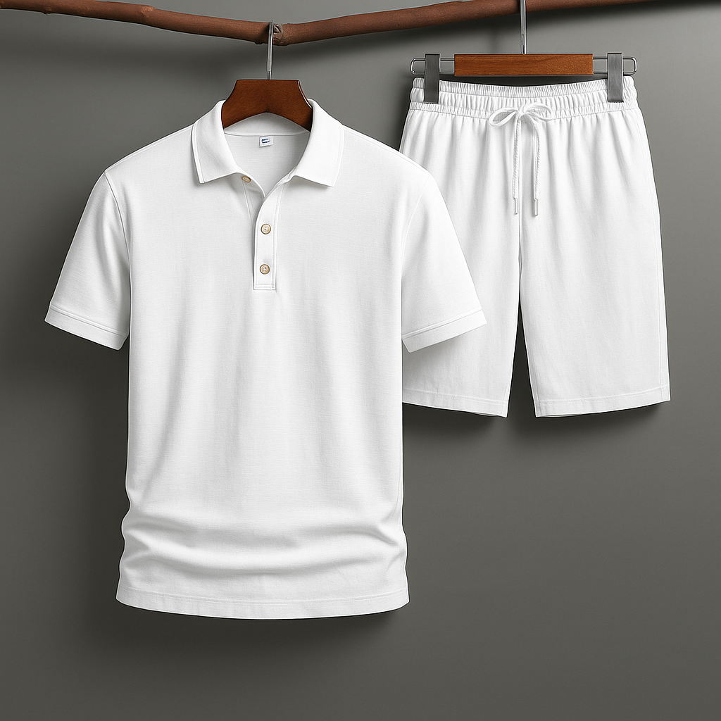 Oslo Linen Polo Outfit White