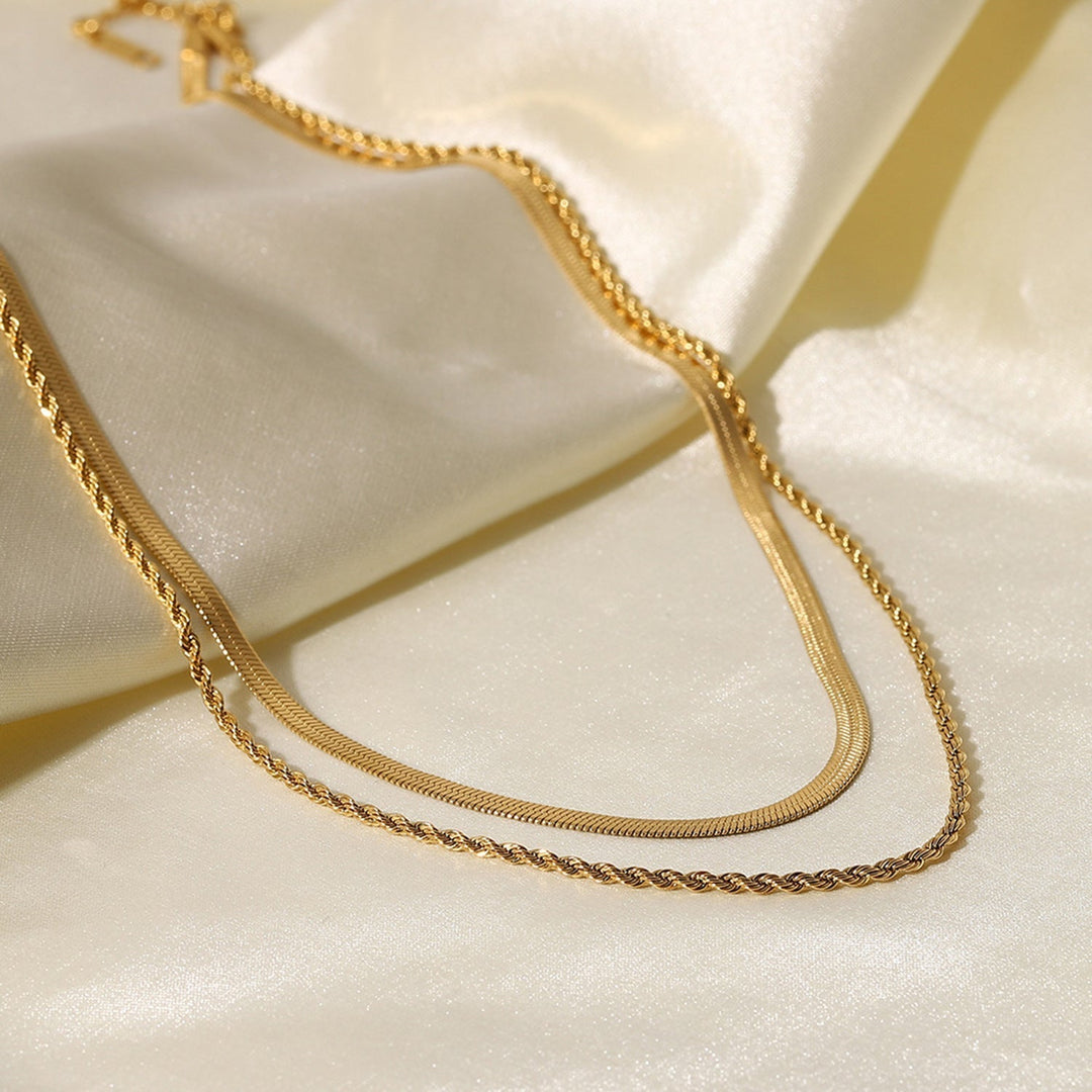 Maree | Women's Layered Gold Necklace with Double Links