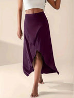 Women's High Waist Skirt with Split and Pockets