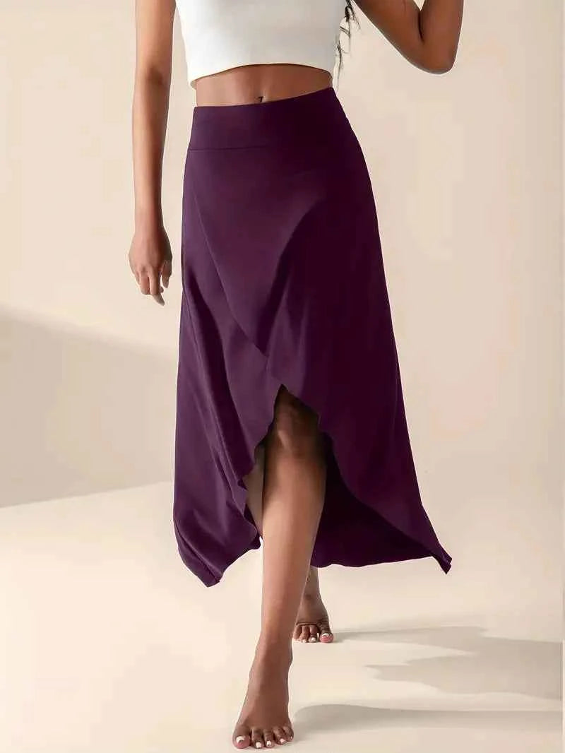 Women's High Waist Skirt with Split and Pockets