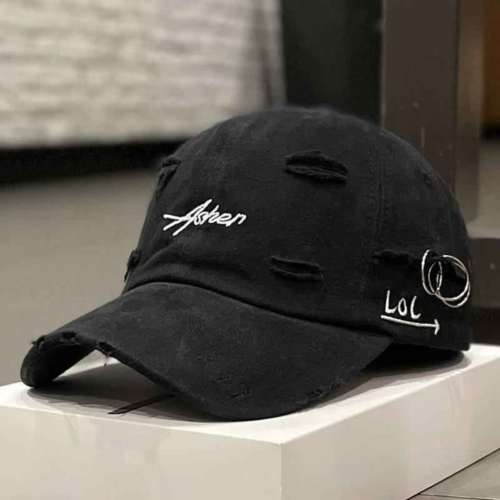 Korean Ins Retro Tattered Jeans Soft Peaked Cap Women