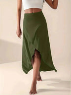 Women's High Waist Skirt with Split and Pockets