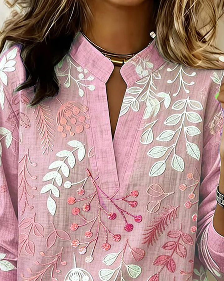Women's Soft Touch Floral V-Neck Blouse in Pastel Colors