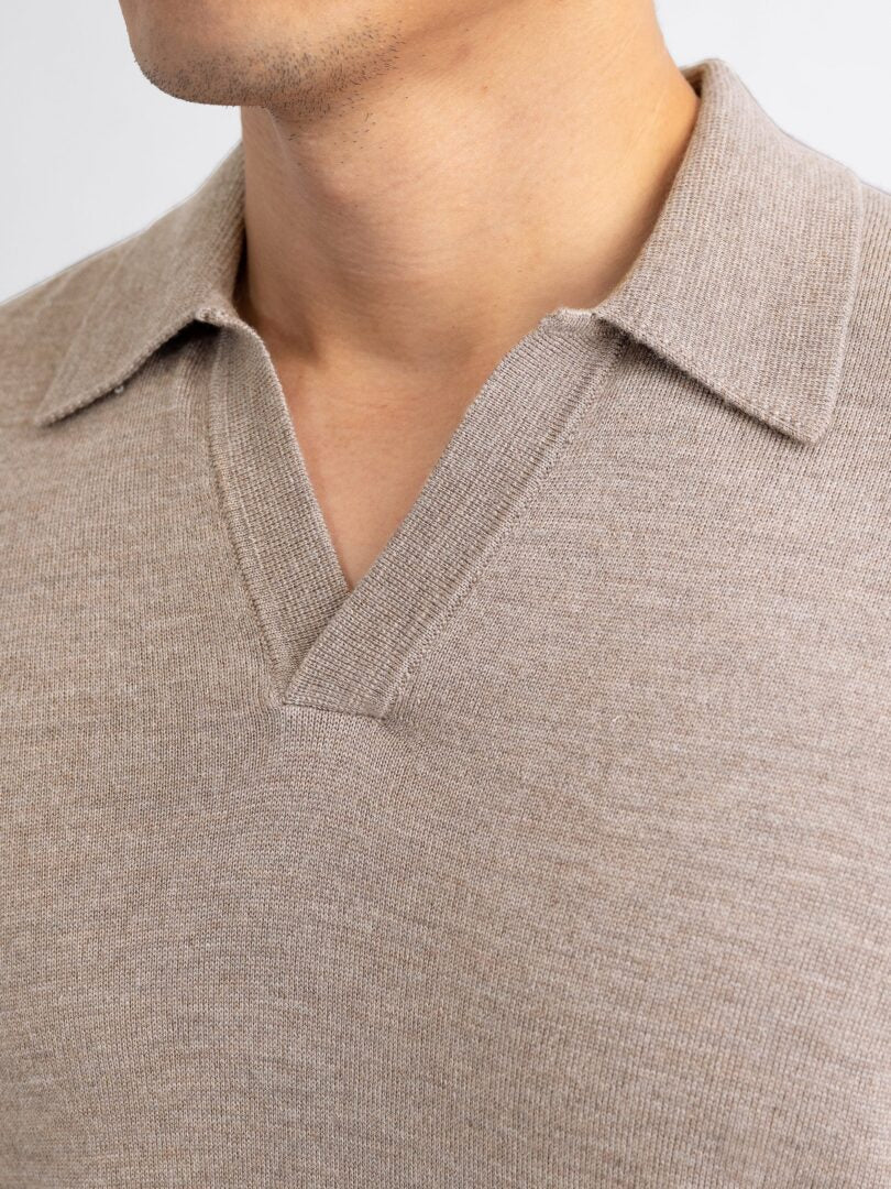 Men's Long Sleeve V-Neck Polo Shirt