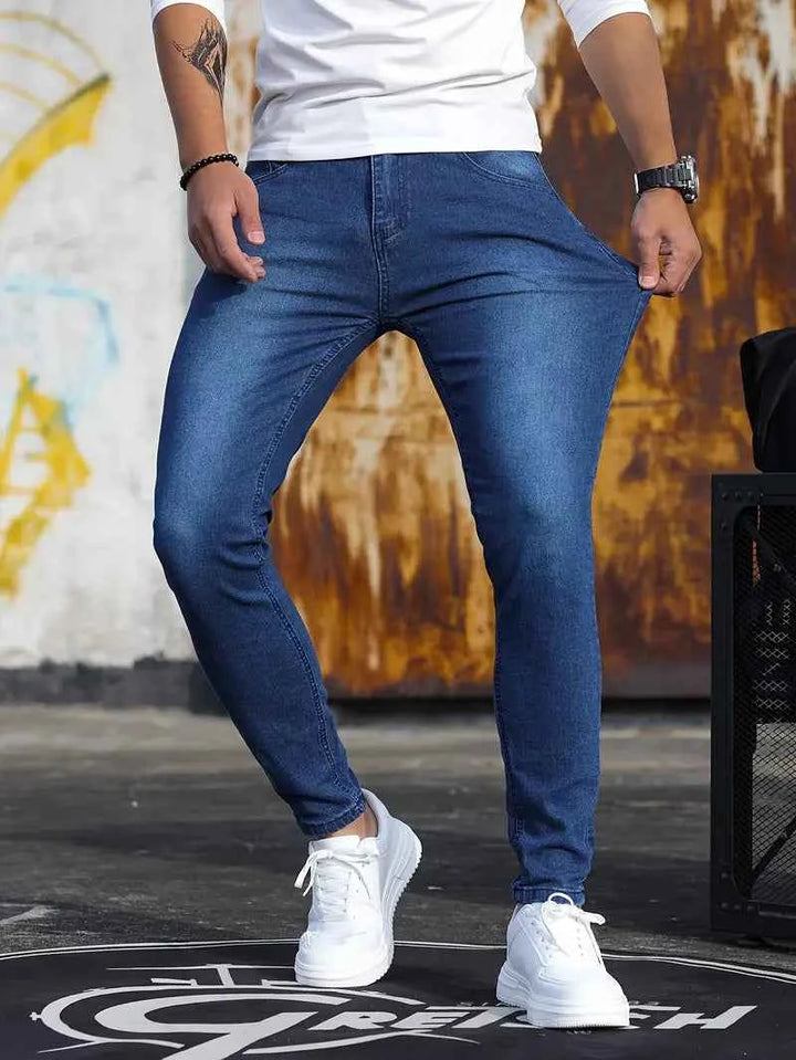 Men's Stretch Denim Skinny Jeans – Stylish & Comfortable Casual Wear Blauw