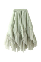 Women's Ruffled Green Midi Skirt