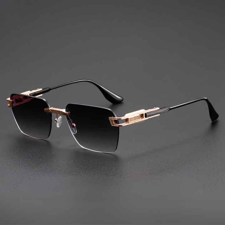Stylish Rimless Sunglasses for Ultimate Sun Protection Black Gold