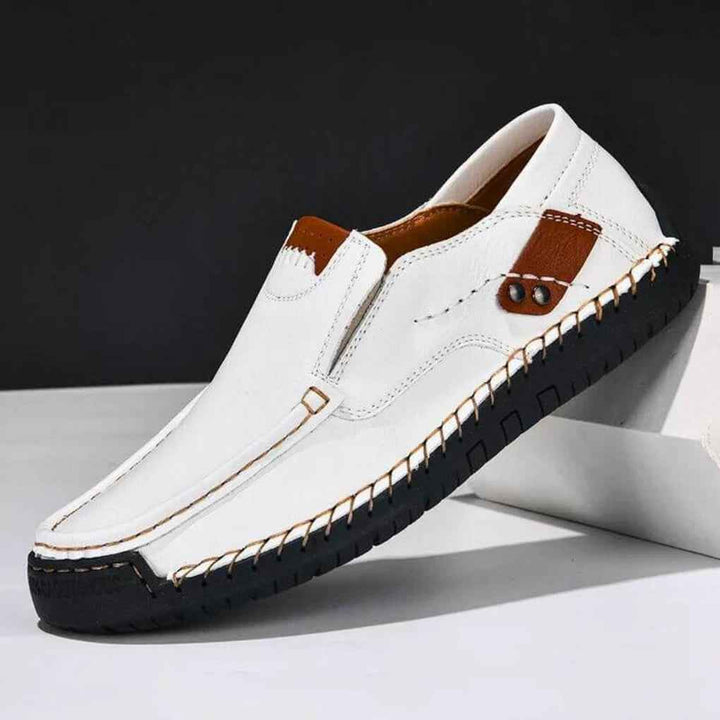 Men's Slip-On Shoes with Arch Support for Enhanced Balance White